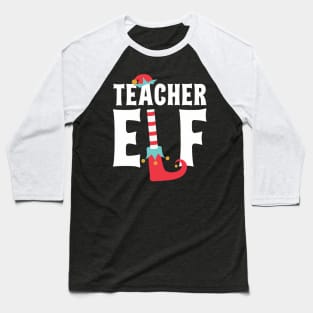 Teacher Elf Funny Christmas Baseball T-Shirt